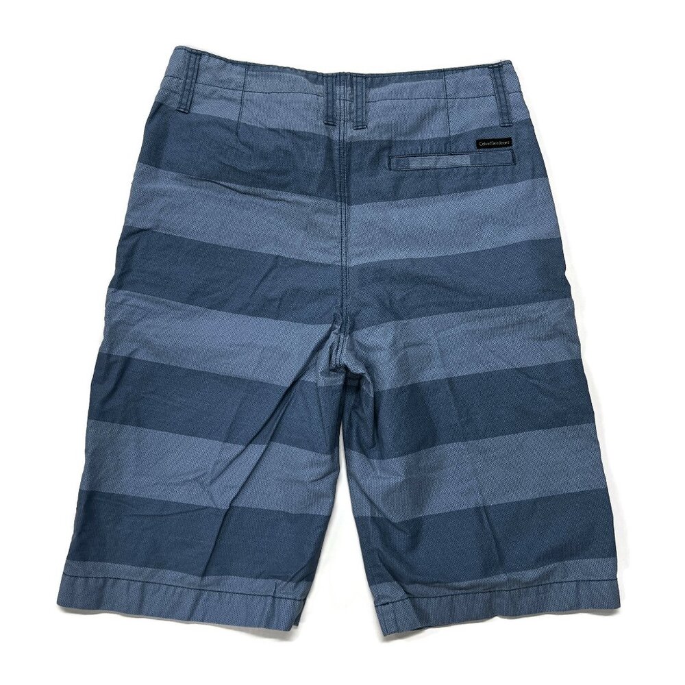 Calvin Klein Jeans Shorts Boys 18 Blue Striped Cotton Bermuda‎ School Beach - Picture 4 of 5